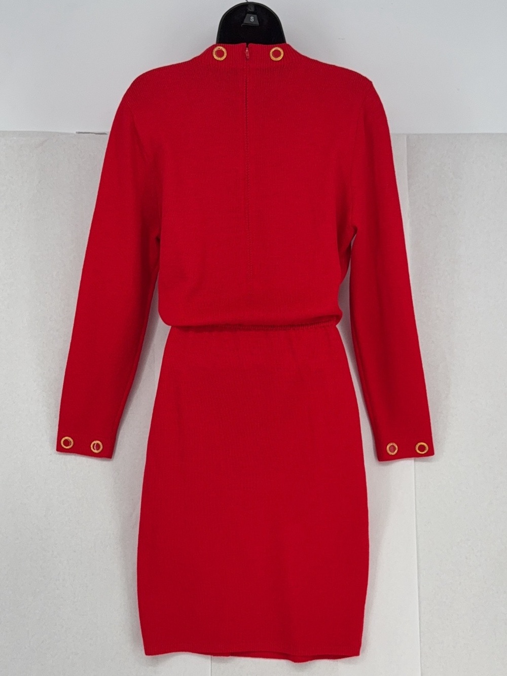 St. John collection by Marie gray Red Long Sleeve Knit Dress 8 - Picture 3 of 7